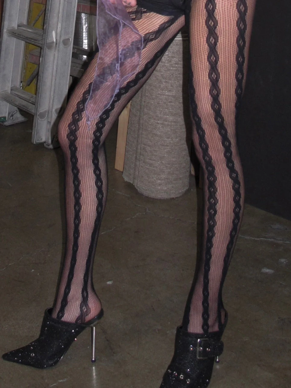 Black Cable Jacquard Fishnet Tights
