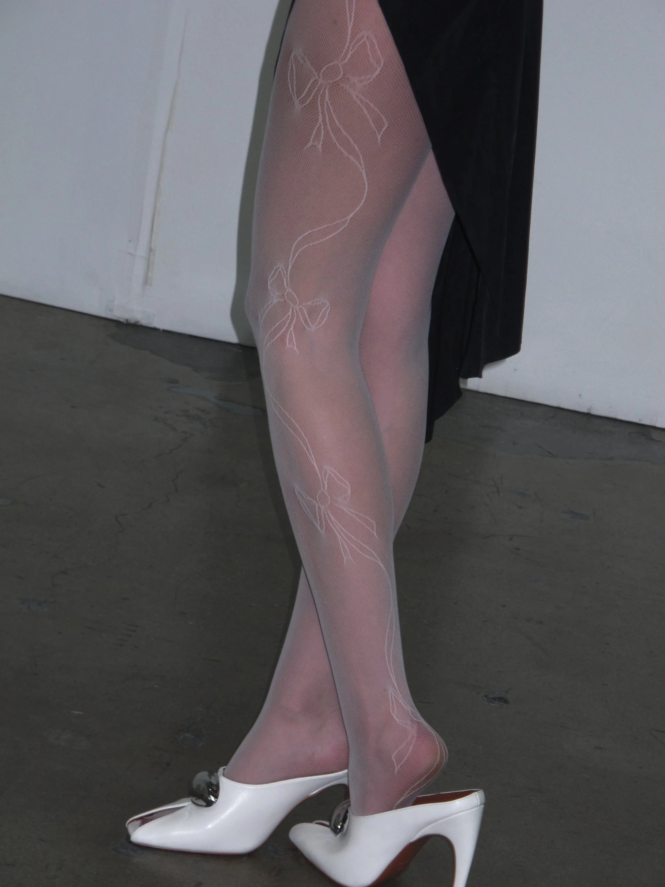 Ribbon Jacquard Fishnet Tights