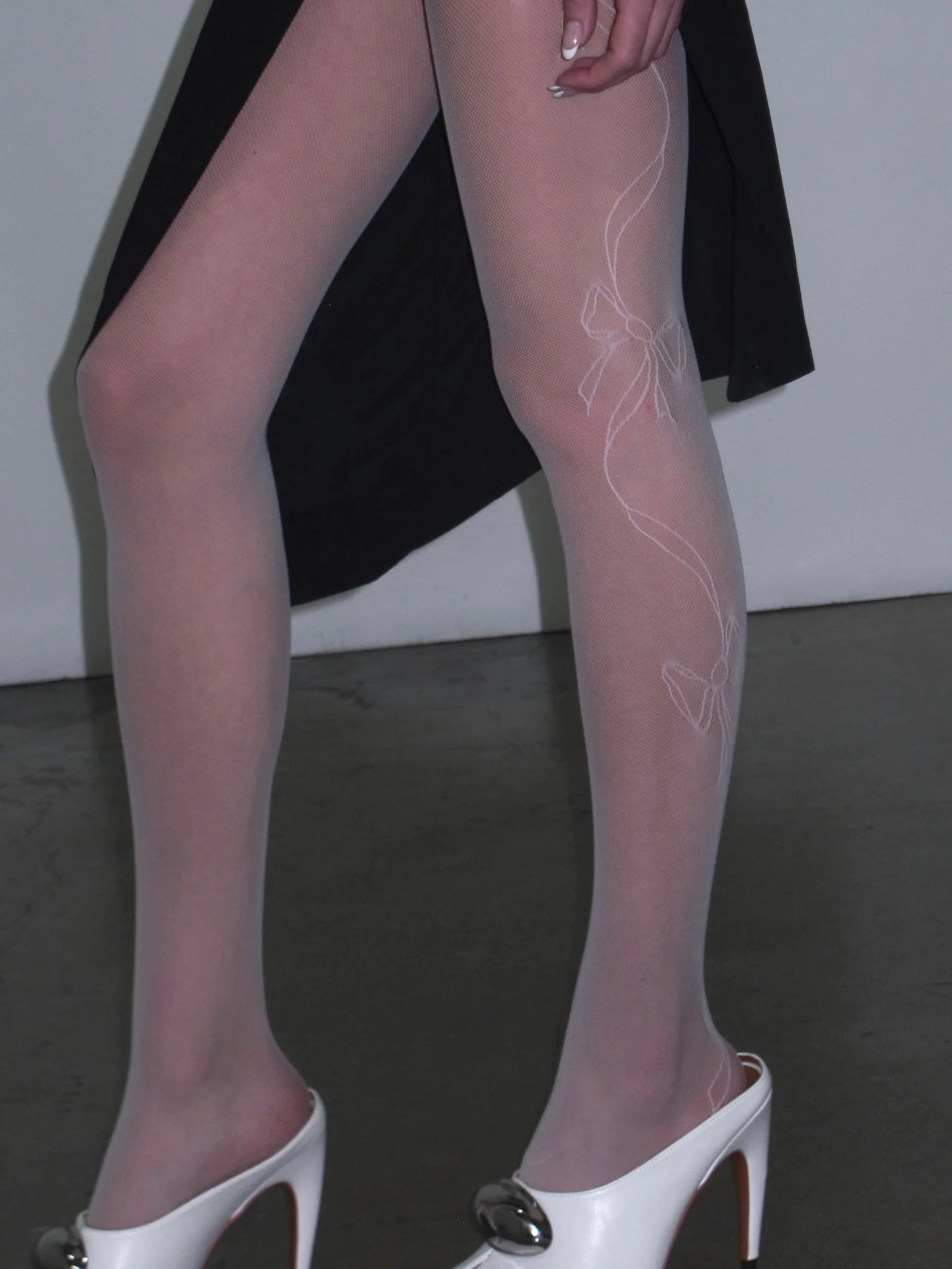 Ribbon Jacquard Fishnet Tights