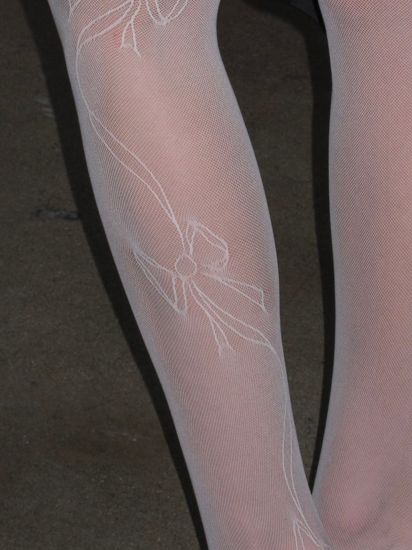 Ribbon Jacquard Fishnet Tights