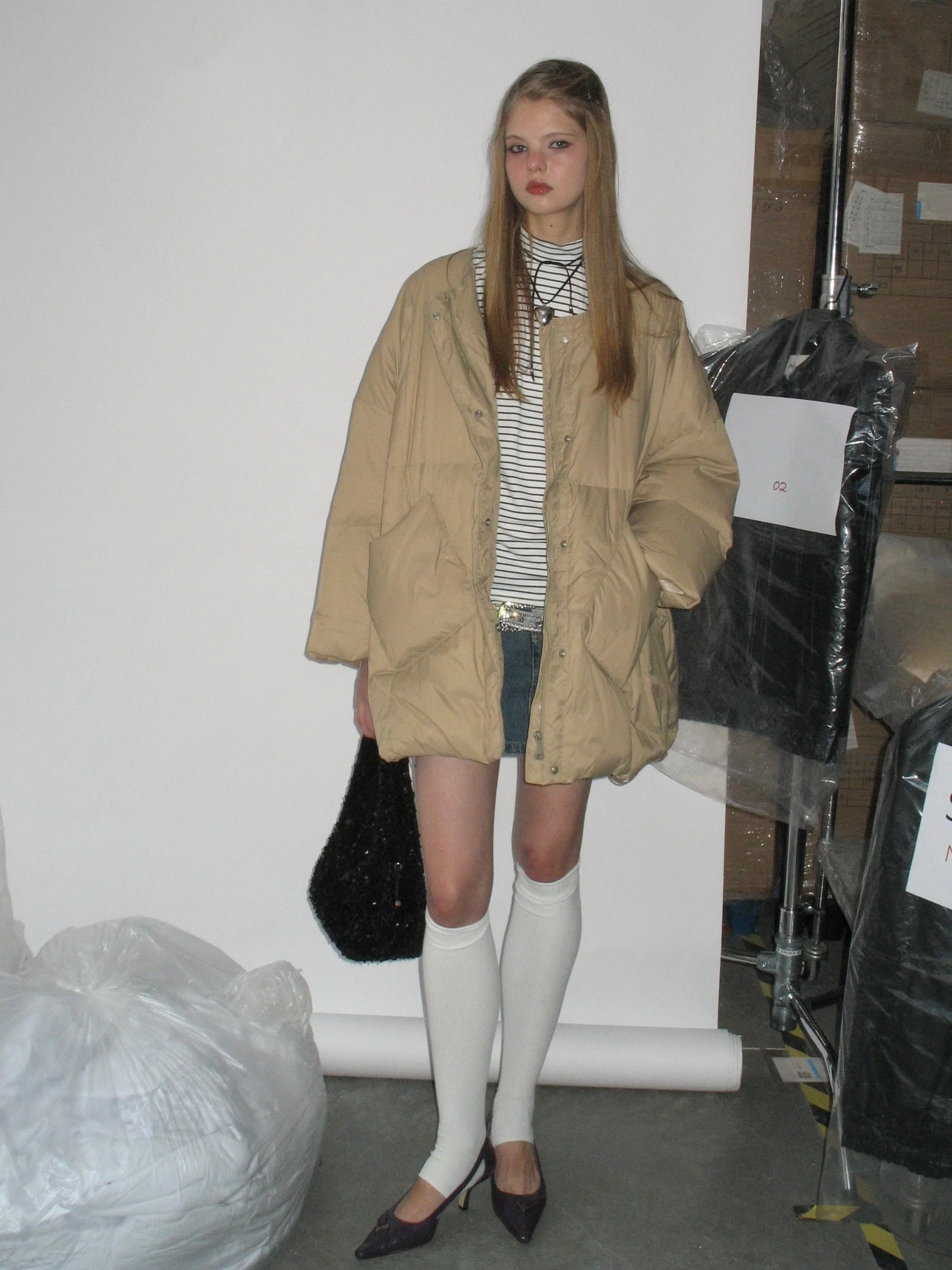 1714-khaki-down-jacket-with-scarf-9.webp Khaki Down Jacket with Scarf