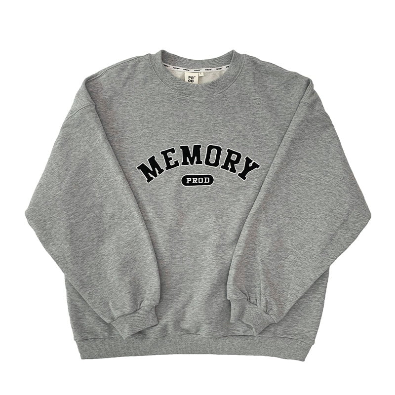2093-loose-fit-memory-letters-embroidered-crewneck-sweatshirt-melange-grey-1.jpg Loose Fit Memory Letters Embroidered Crewneck Sweatshirt / Melange Grey