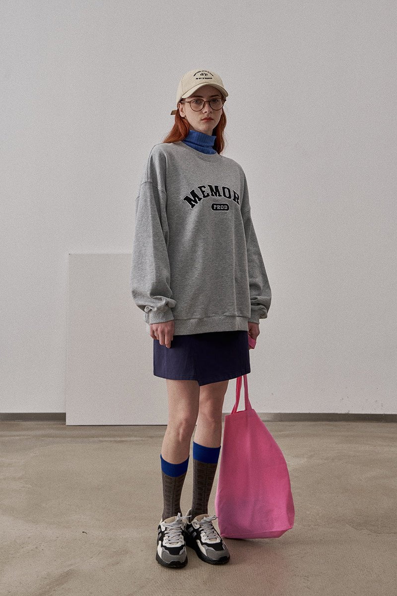 2093-loose-fit-memory-letters-embroidered-crewneck-sweatshirt-melange-grey-8.jpg Loose Fit Memory Letters Embroidered Crewneck Sweatshirt / Melange Grey