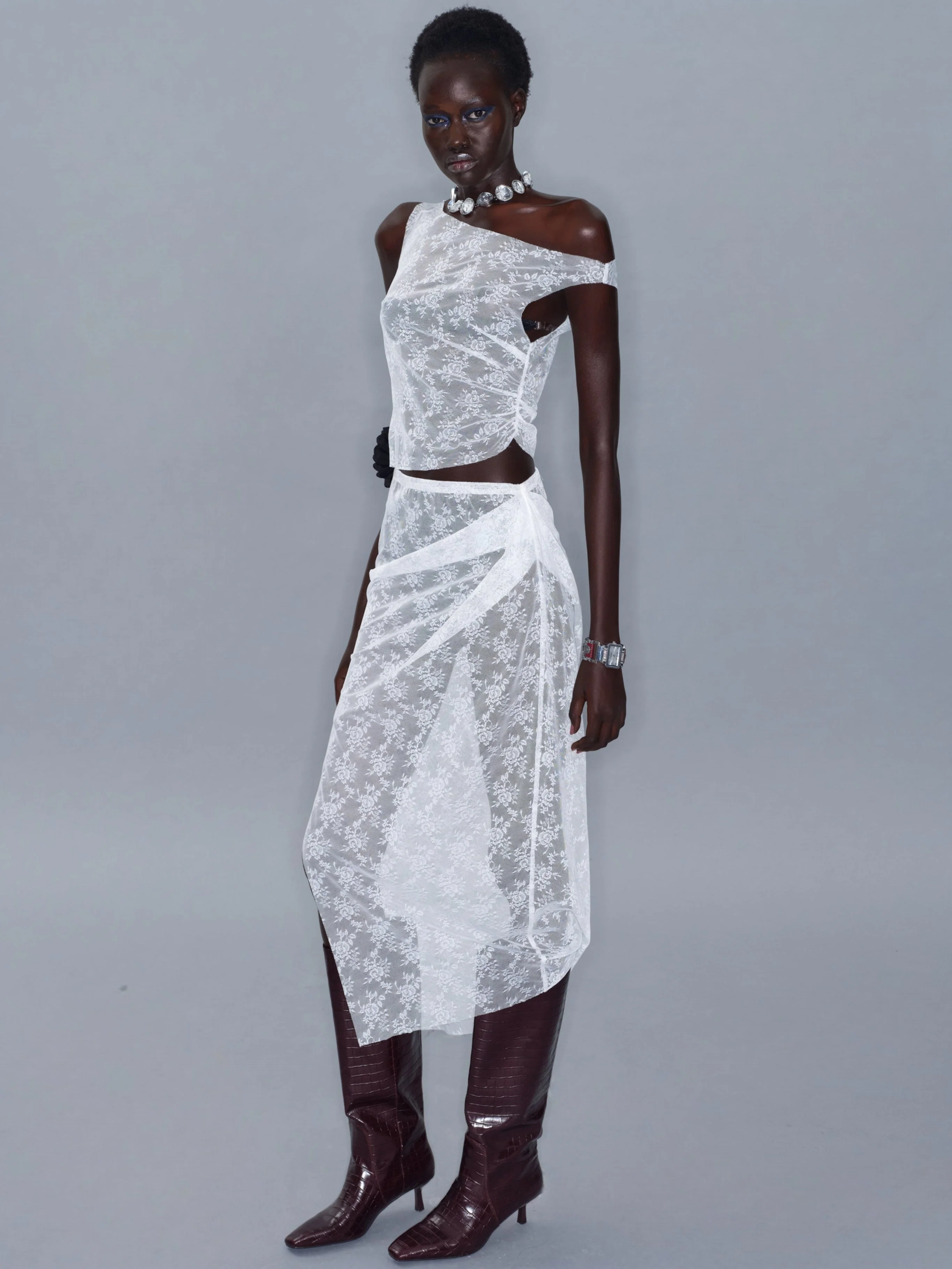 753-mesh-side-slit-lace-dress-white-1.webp Mesh Side Slit Lace Dress/ White