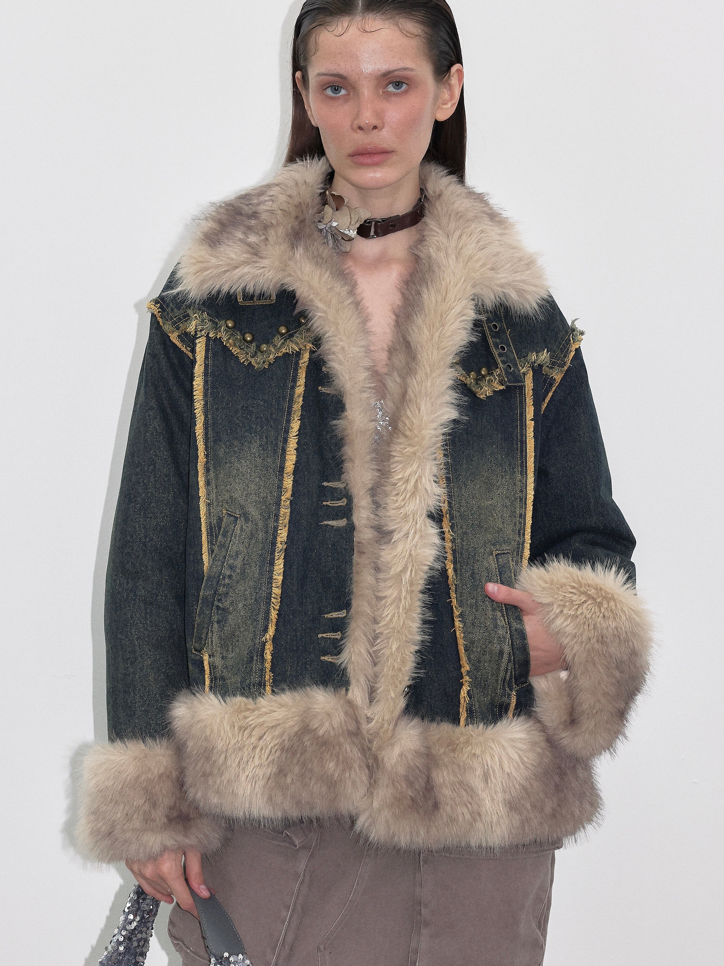 Denim Faux Fur Jacket